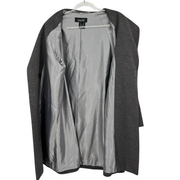 Laurel by Escada Double Breasted Car Coat Wool Angora Women 40 M Grey Tailored - Picture 6 of 12